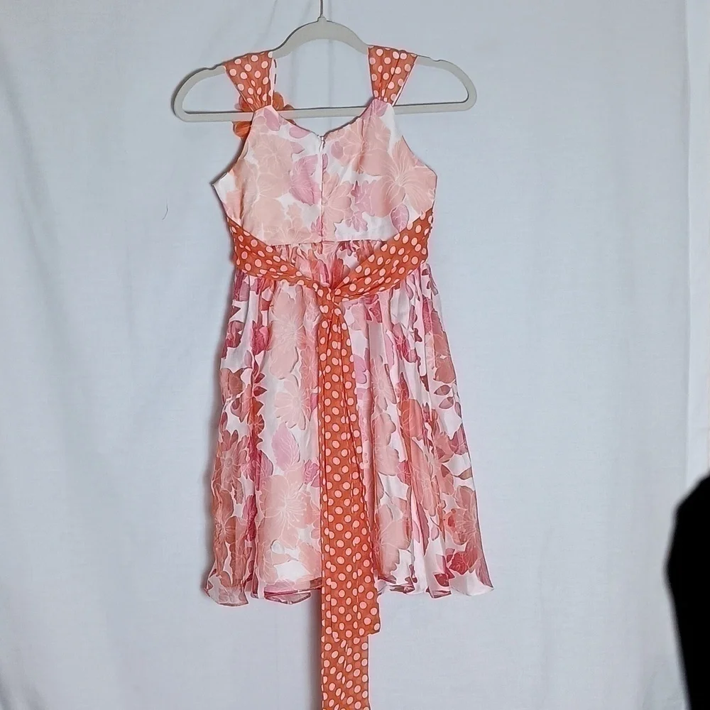 Bonnie Jean Floral Orange and Pink Girls Sundress. Size 10
